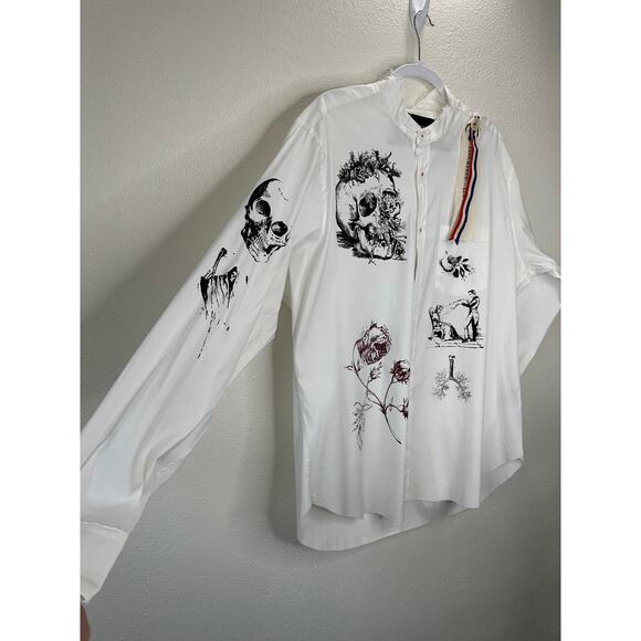 NWT Libertine Silk Screen Melange Deconstructed Mandarin Button Shirt L / XL - Picture 6 of 16